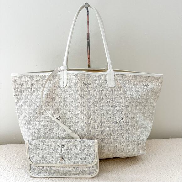 Goyard Handbags - GOYARD White Goyardine Saint Louis PM Tote Bag